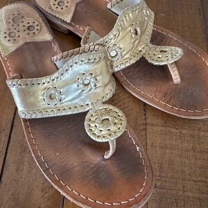 Jack Rogers Gold and Brown Leather Sandals